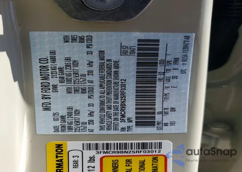 2025 Ford Bronco Sport Big Bend из США, поврежденный, VIN 3FMCR9BN2SRF03012